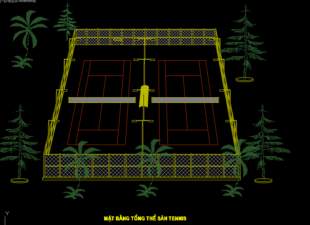 Bản vẽ Sân Tennis Full Kiến Trúc + Điện chiếu sáng